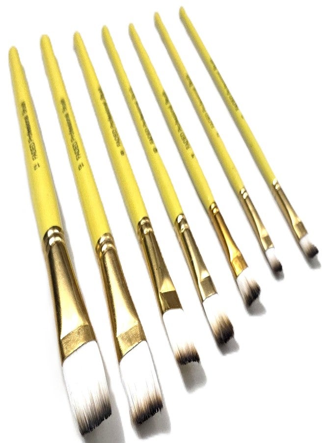 Faded Handmade 7 Piece Professional Paintbrush Set - Synthetic Hair Brushes for Acrylic, Watercolor & Gouache Painting | Artist-Grade Brushes for Canvas, Paper & DIY Art Projects (Flat) - Image 2